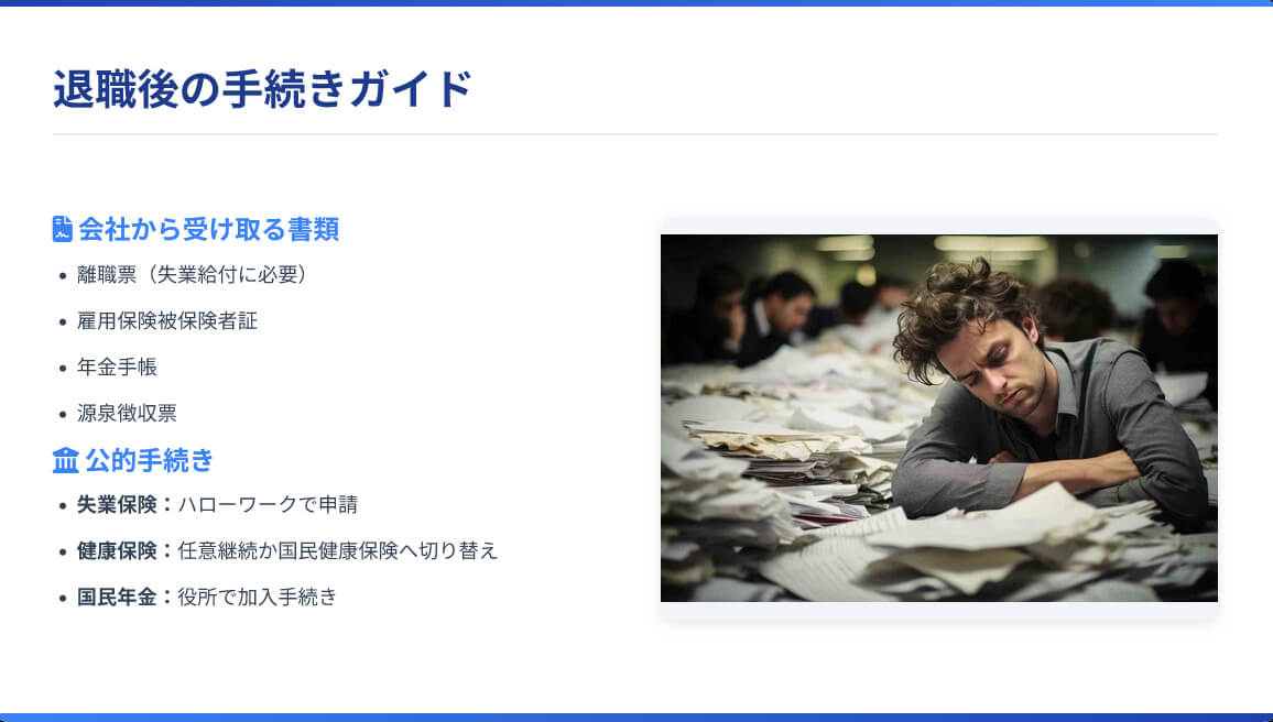 辞めた後はどうする？退職後の「失業保険・税金・年金」手続きガイド